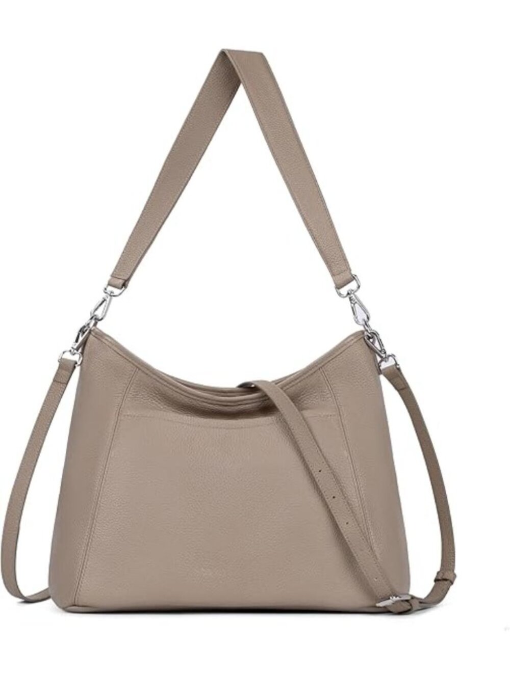 Women's Grey Soft Leather Hobo Cross-body With 2 Detachable Straps Handbags